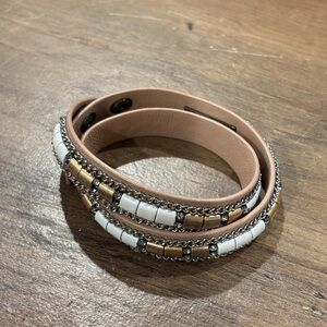 Stylish Tan and White Wrap Bracelet